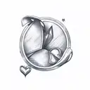 blue heart letter CANO tattoo design idea