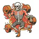 skeleton strongman lifting weights tattoo design idea