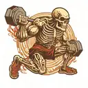 skeleton strongman lifting weights tattoo design idea