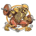 skeleton strongman lifting weights tattoo design idea