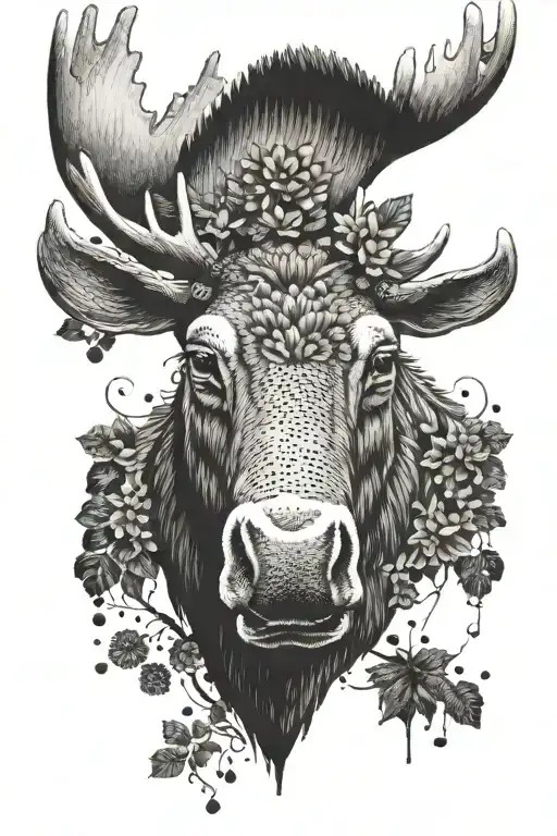 moose head tattoo design idea