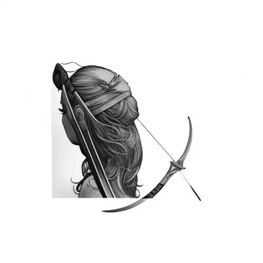 a woman with a bow and arrow tattoo design idea