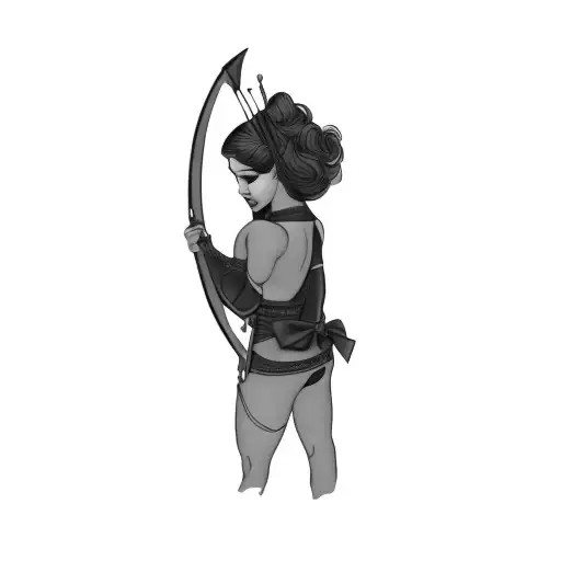 a woman with a bow and arrow tattoo design idea