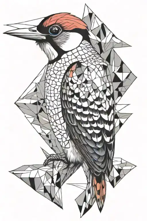 woodpecker sitting tattoo design idea