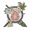 ikigai symbol with complete phrase tattoo design idea