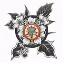 ikigai symbol with complete phrase tattoo design idea