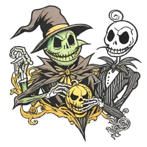 jack skellington, oogie boogie tattoo design idea