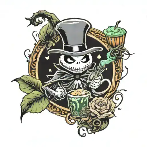 oogie boogie, jack skellington, scary movies, starbucks tattoo design idea