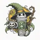 oogie boogie, jack skellington, scary movies, starbucks tattoo design idea