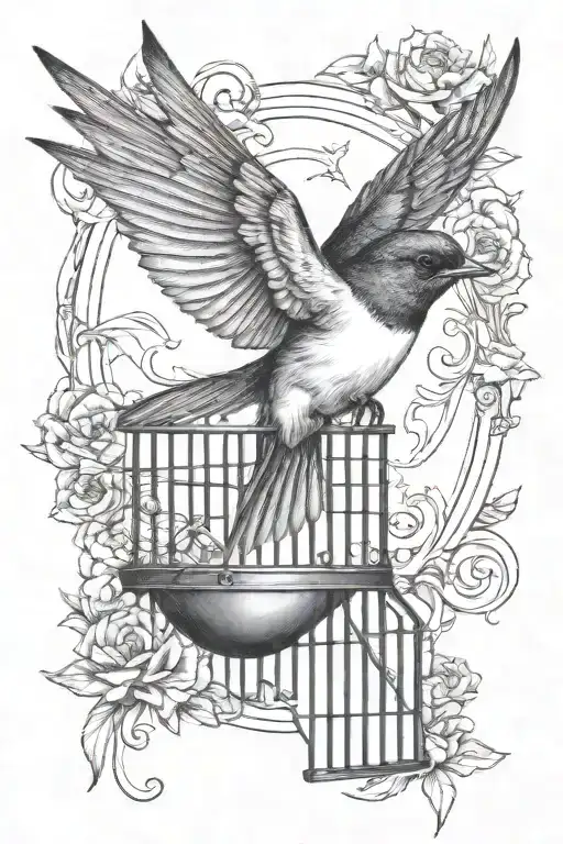 A swallow freed from a cage tattoo tattoo design idea