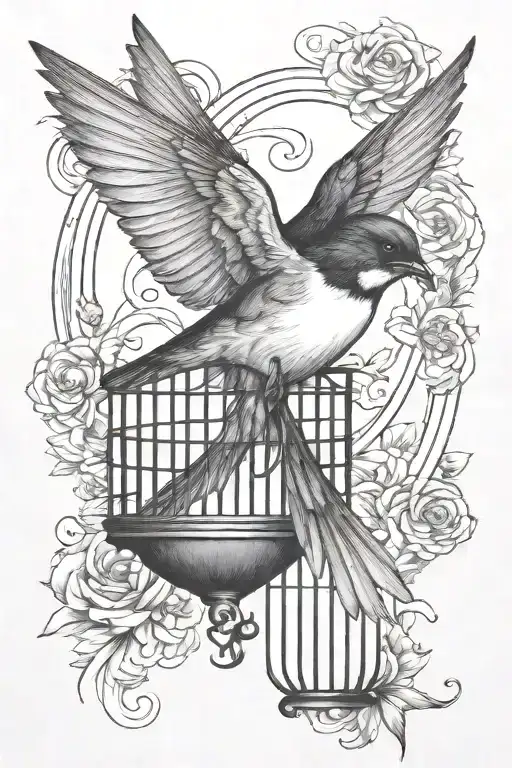 A swallow freed from a cage tattoo tattoo design idea