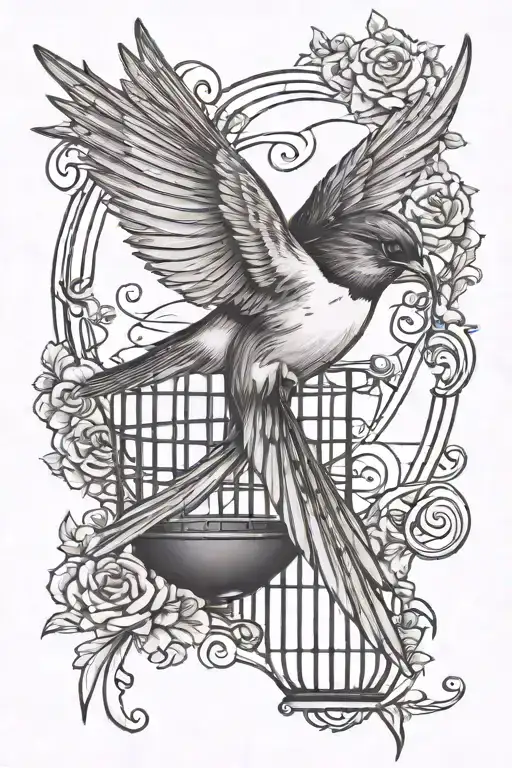 A swallow freed from a cage tattoo tattoo design idea