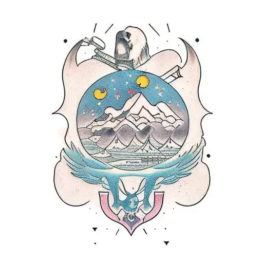 le texte : TERA LYRES qui forme une montagne tattoo design idea