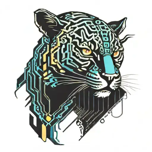 mechanical jaguar tattoo design idea
