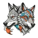 couple tattoo wolf head tattoo design idea