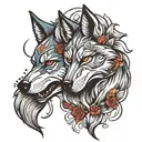 couple tattoo wolf head tattoo design idea