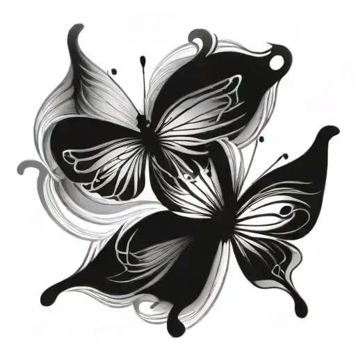 Vertical Butterfly flying upwords, the wings are fully spreaded, black shaded Sunbeams behind it spreading around it  tattoo design idea