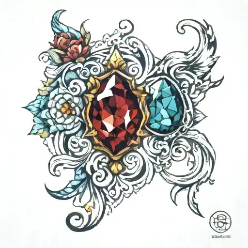 garnet stone leo and aquarius tattoo design idea