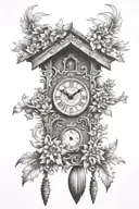 cuckoo clock heavily German influenced with edelweiss flowers  tattoo design idea