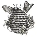 beehive, butterflies "float like a butterfly, sting like a bee" tattoo design idea