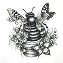 beehive, butterflies "float like a butterfly, sting like a bee" tattoo design idea