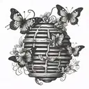 beehive, butterflies "float like a butterfly, sting like a bee" tattoo design idea