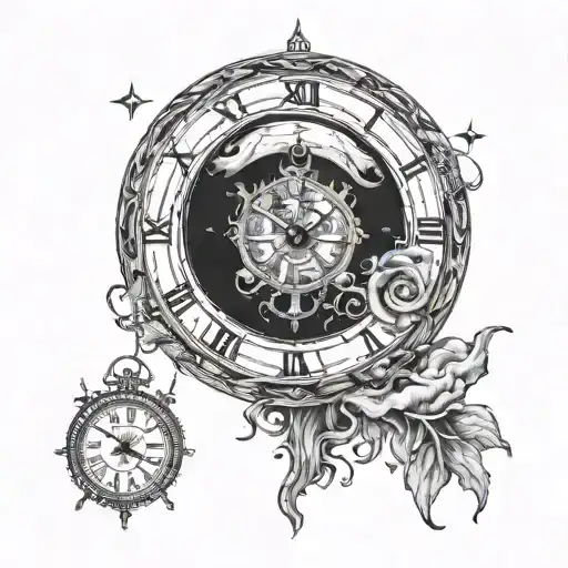 moon with a clock that reminds that ill day one day  tattoo design idea