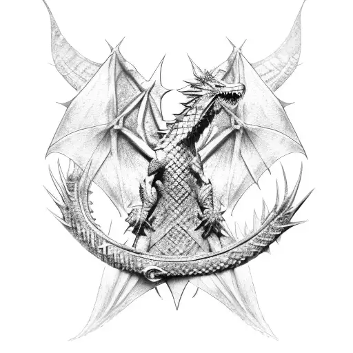Angry Game of Thrones dragons tattoo design idea