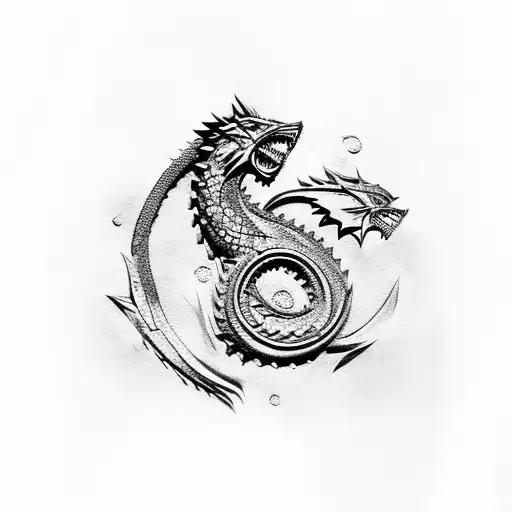 Angry Game of Thrones dragons tattoo design idea