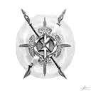 An intricate design of the Templar cross intertwined with a medieval church tattoo design idea