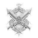 An intricate design of the Templar cross intertwined with a medieval church tattoo design idea