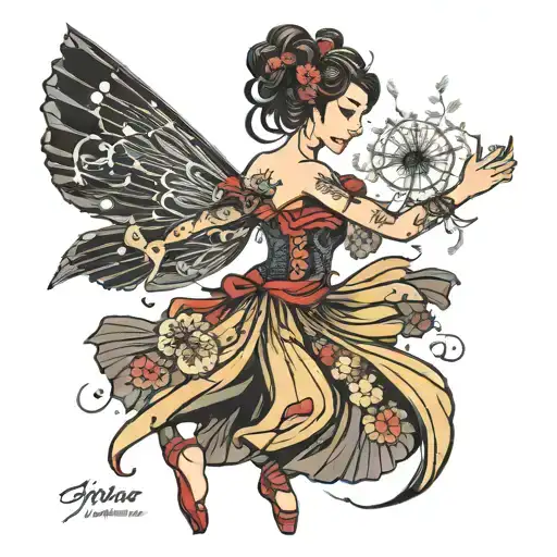 dandelion dancer tattoo design idea
