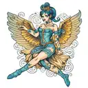 blue dancer tattoo design idea