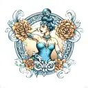 blue dancer tattoo design idea