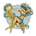 blue dancer tattoo design idea