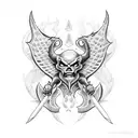 baby demon jump with trident  tattoo design idea