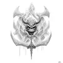 baby demon jump with trident  tattoo design idea