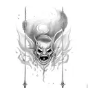 baby demon jump with trident  tattoo design idea