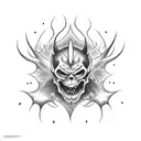 baby demon jump with trident  tattoo design idea