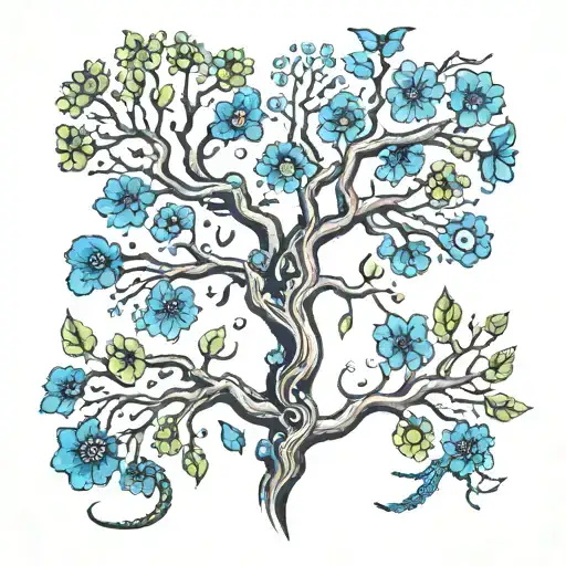 bacteria and phylogenic tree branch tattoo design idea