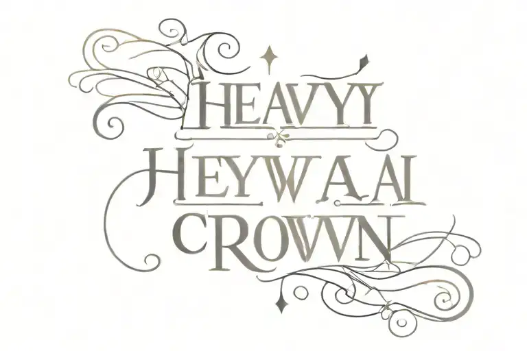 A 2-line minimal text tattoo with the text Heavy is the crown, only for the weak tattoo design idea