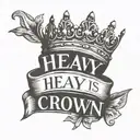 A 2-line minimal text tattoo with the text Heavy is the crown, only for the weak tattoo design idea