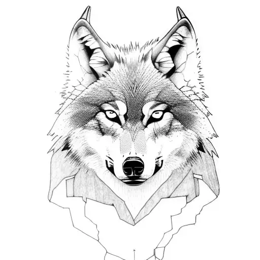 wolf with tryzub tattoo design idea