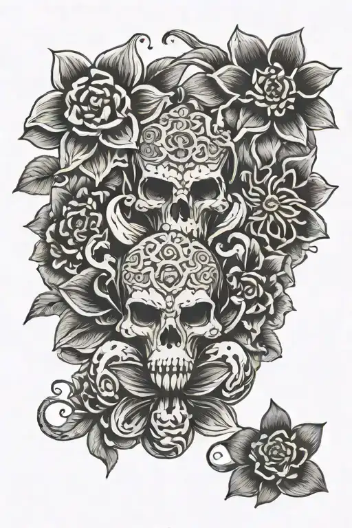 hear no evil speak no evil see no evil, flowers, om symbol tattoo design idea