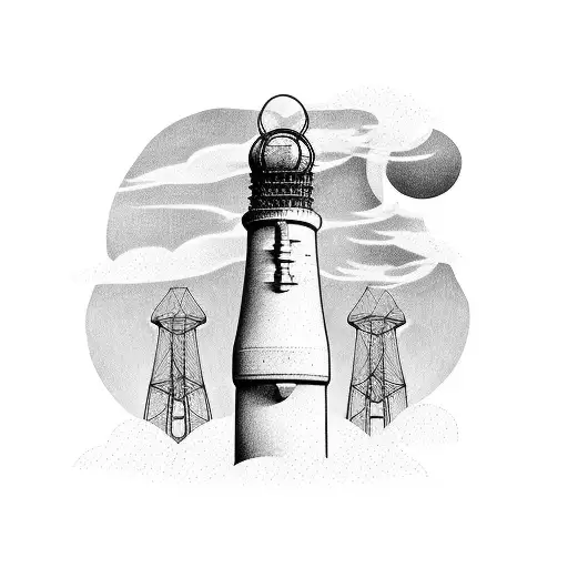 electrical tower with birds tattoo design idea