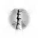 electrical tower with birds tattoo design idea
