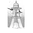 electrical tower with birds tattoo design idea