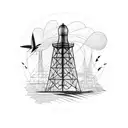 electrical tower with birds tattoo design idea