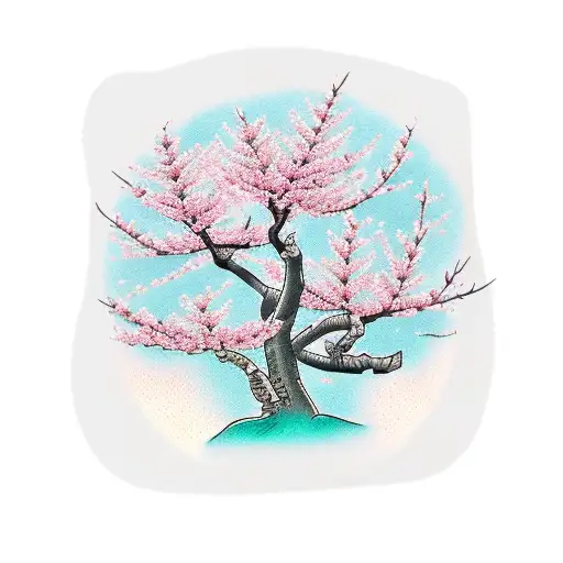 cherry blossom tree with samurai tattoo design idea