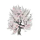 cherry blossom tree with samurai tattoo design idea